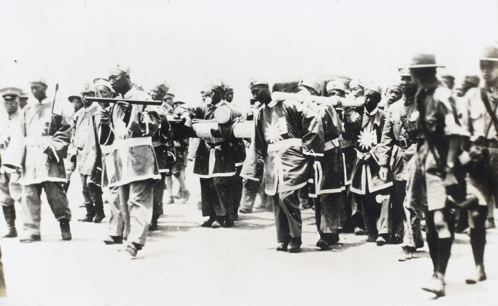 Chinese undertakers preparing to carry Sun Yat-sen's catafalque during his funeral, 1929