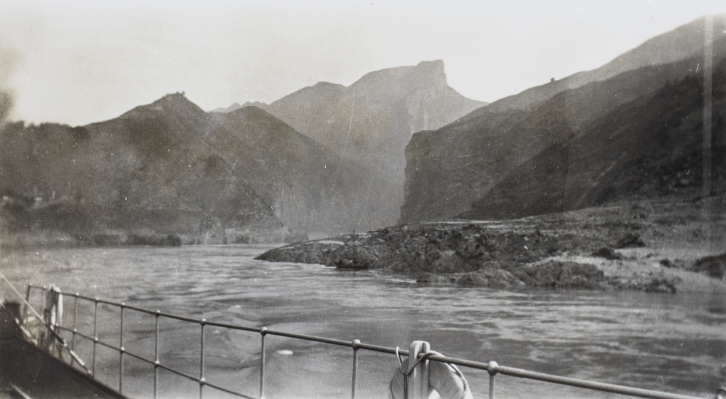 View of the Yangtze Gorges from the side of the ship. 