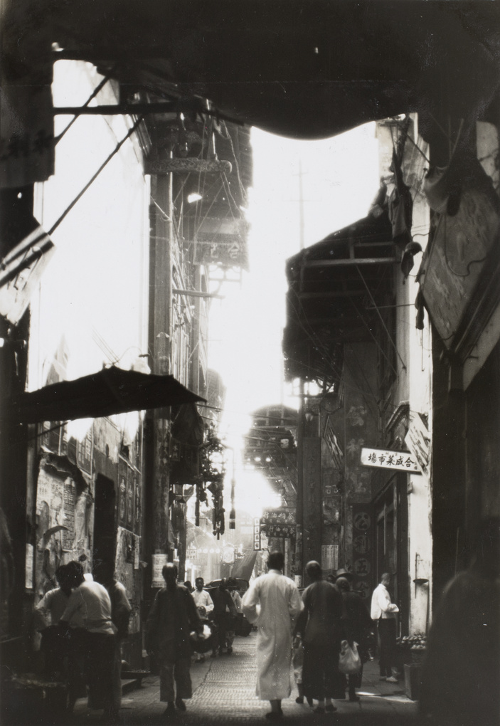 Narrow street lined with shops, Yichang