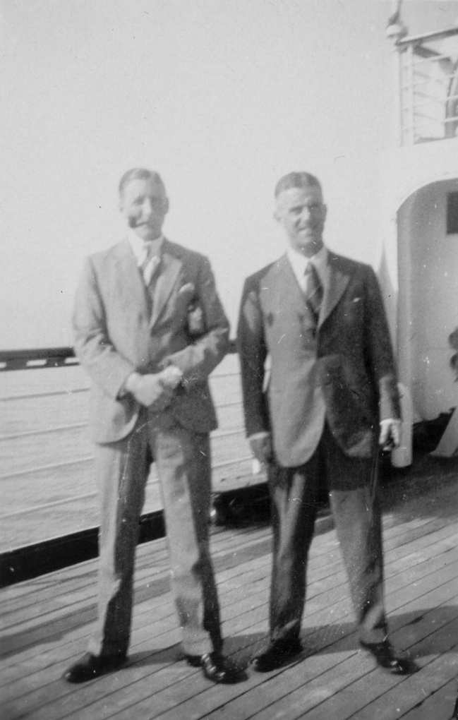 D.P Evans and L.C.E. Ayre on board a ship