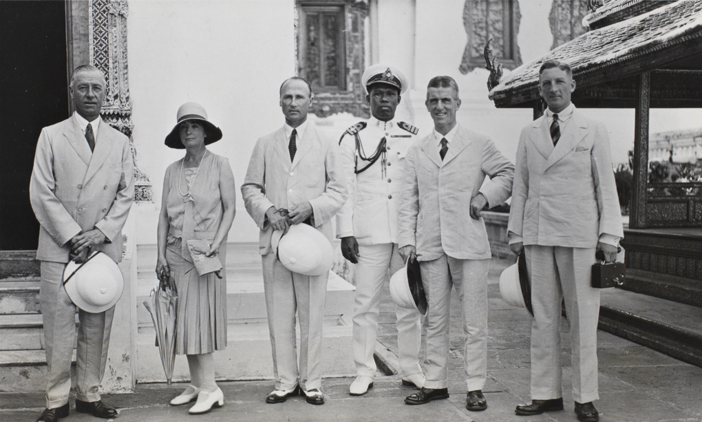 Group photograph of British and Siamese officers and a lady, Bangkok