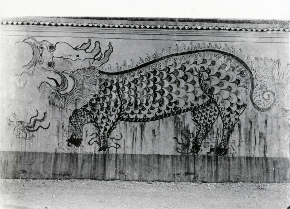 Mural depicting a mythological creature