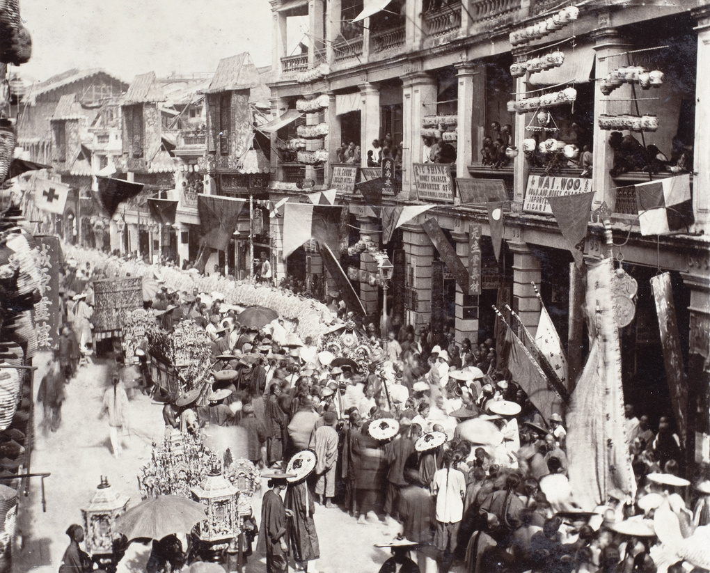 Queen Victoria's Golden Jubilee procession through the Queens Road, Hong Kong