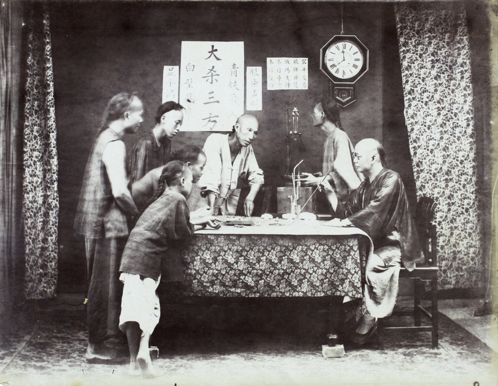 Studio photograph of gambling, Hong Kong