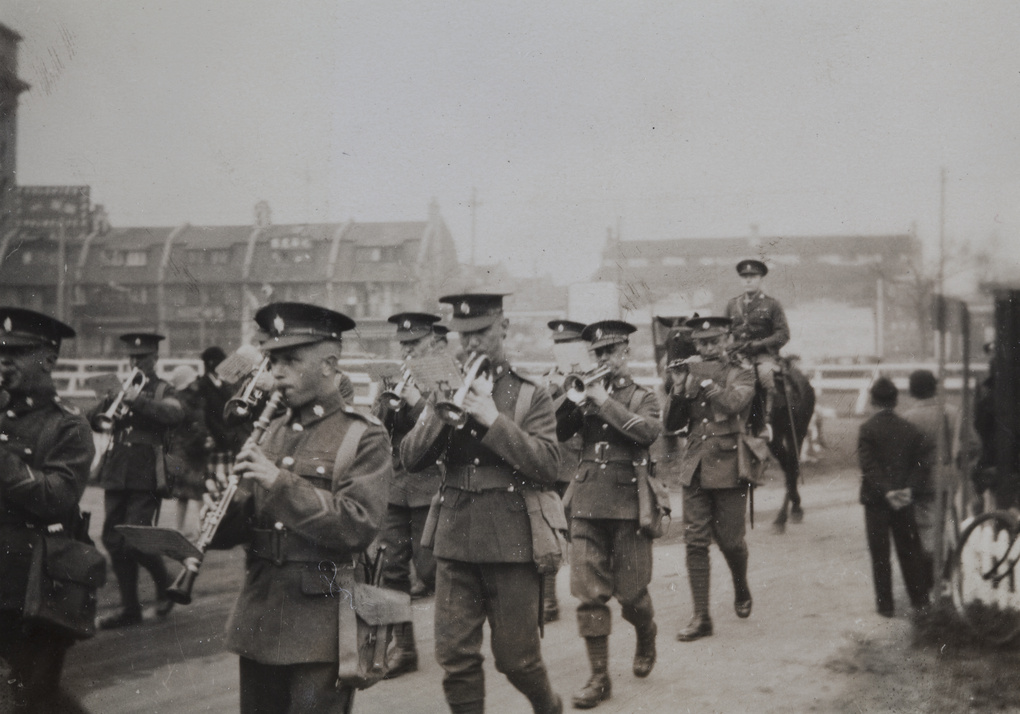 Worcestershire Regiment band, Shanghai Volunteer Corps route march, 1930