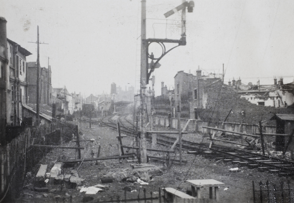 Damaged railway tracks, Zhabei, Shanghai, 1932