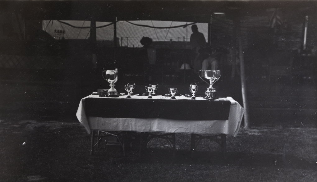 Trophy table, 1933 B.A.T. tennis tournament, Shanghai