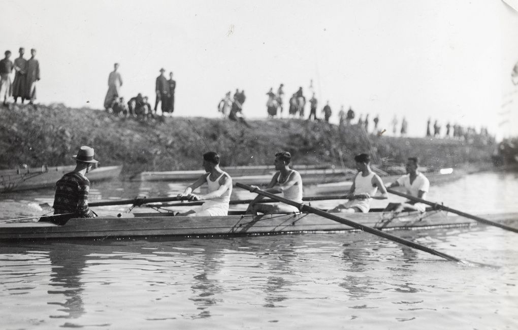 Jack Ephgrave rowing in the Men's Fours, Henli Regatta 1932, Shanghai