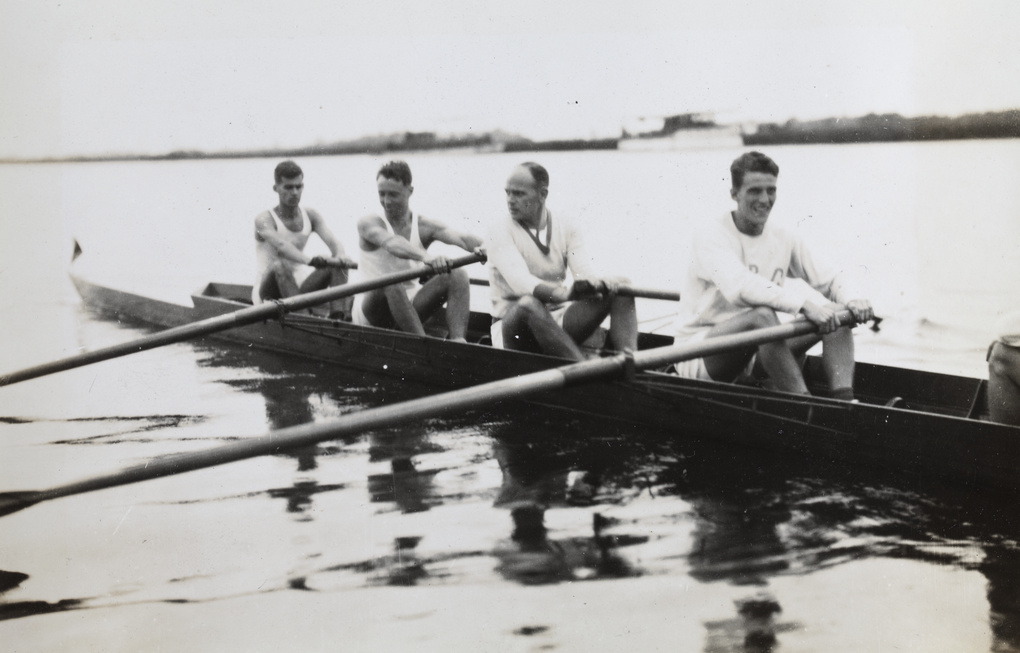 Jack Ephgrave sweep rowing in a men's four, Huangpu river, Shanghai