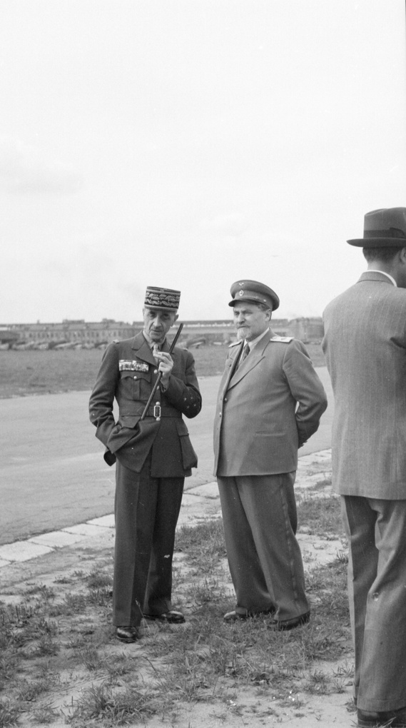 Officials at airfield, Moscow, during T.V. Soong's visit