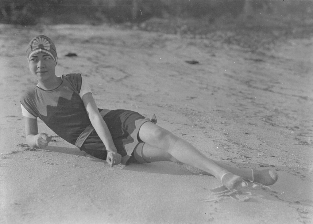 A woman on a beach