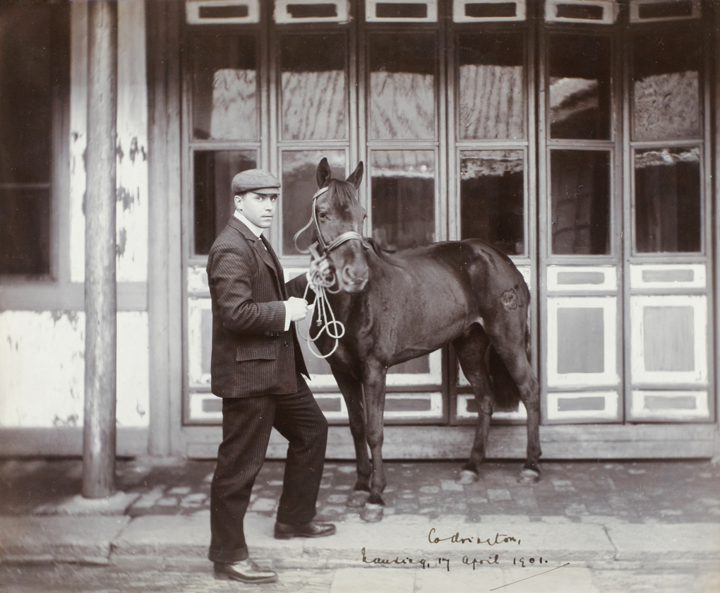 Hedgeland and his pony at Nanking, 1901
