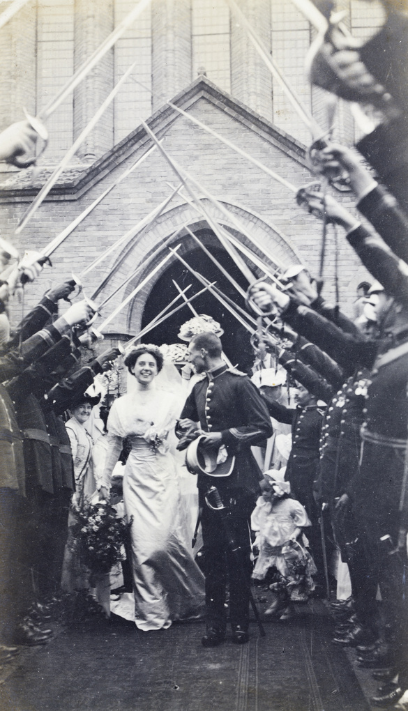 Guard of honour, at the wedding of Charles Cobb and Dorothy Hillier, Tianjin