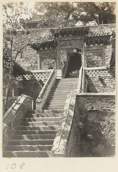Stairs leading to a pai lou at Hei long tan