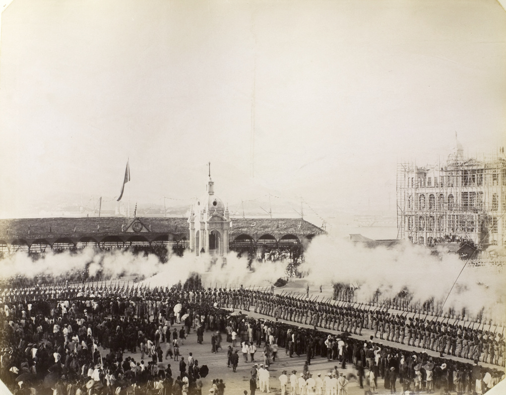 Firing salute commemorating Queen Victoria's Diamond Jubilee, Hong Kong, 1897