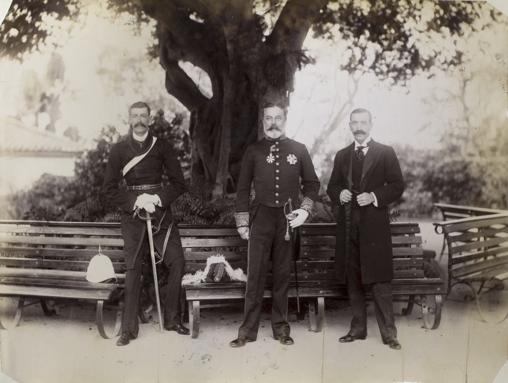 Sir William Robinson, Governor of Hong Kong, and two senior officials