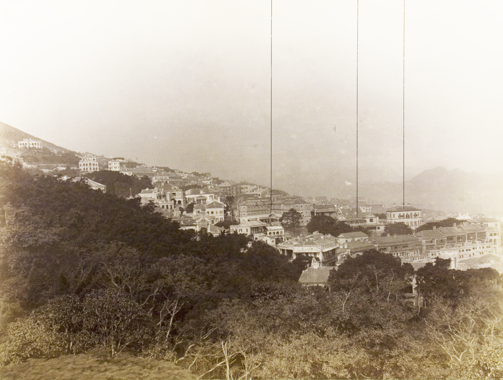 View of Hong Kong from Government House, showing Victoria Prison, Magistracy and Superintendent of Police Quarters