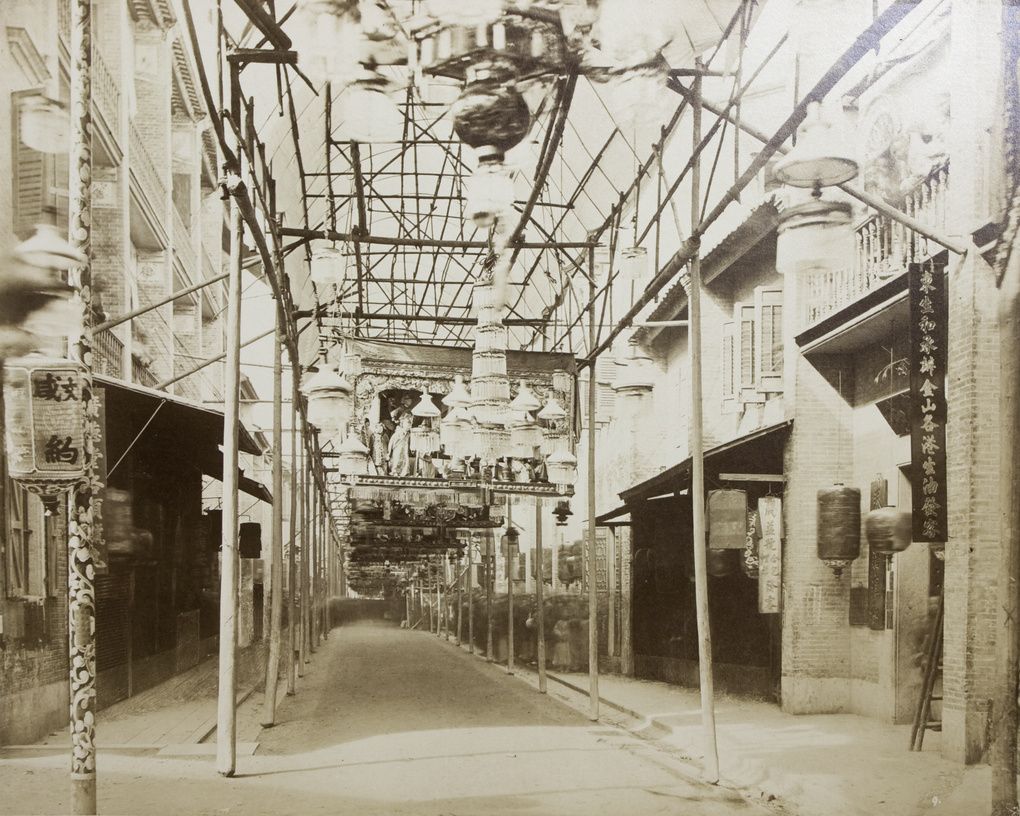 Bonham Strand with bamboo canopy and lantern decorations, Hong Hong