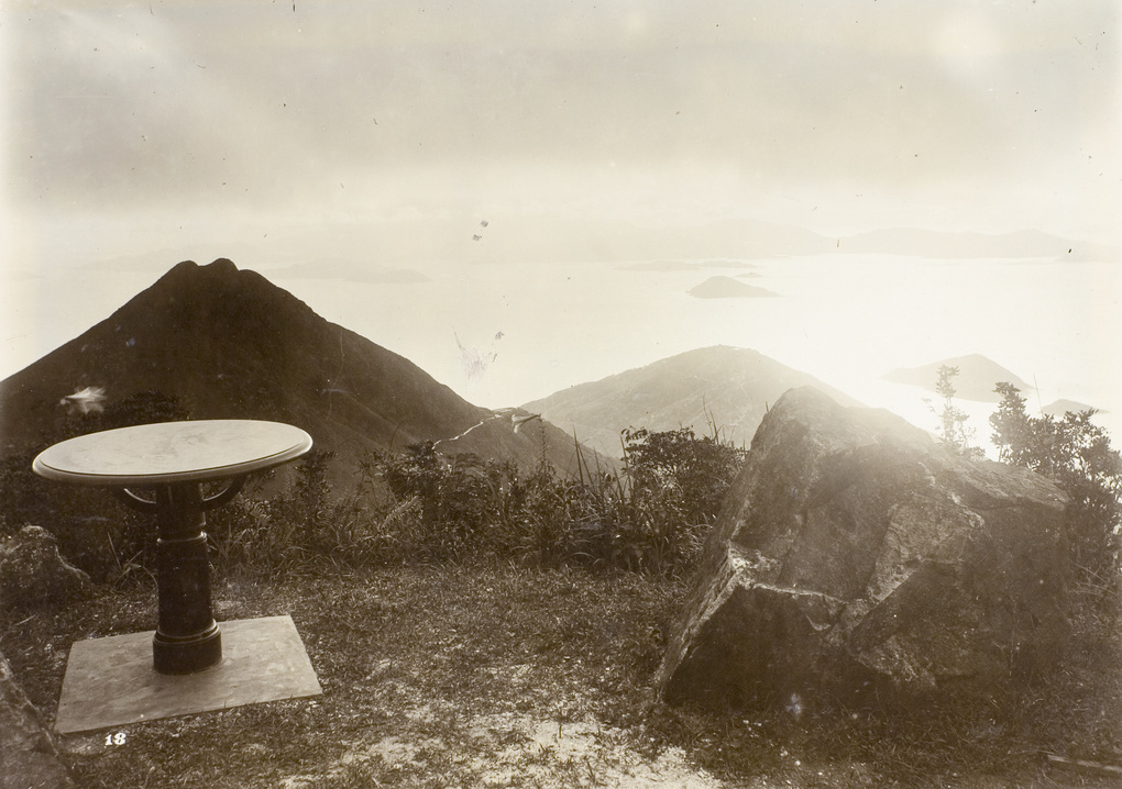 A table and view of Mount Davis from Pinewood Battery, Hong Kong