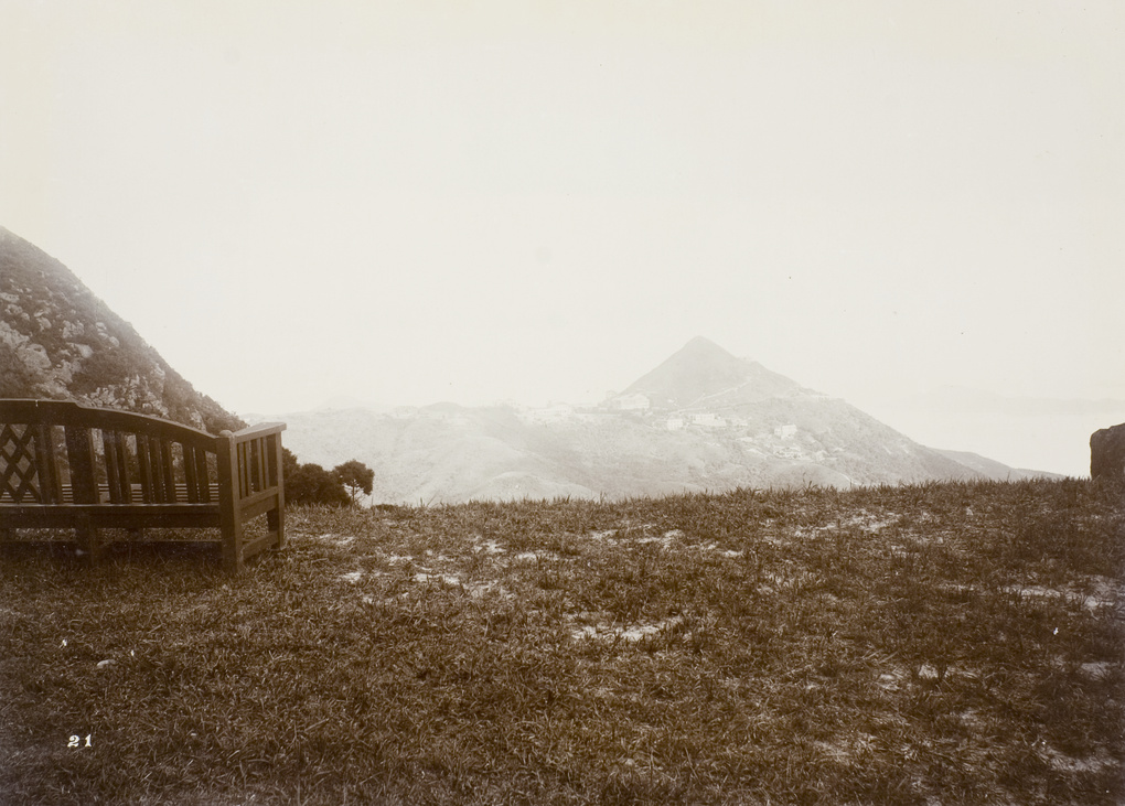 Bench and view of Mount Kellet, Hong Kng