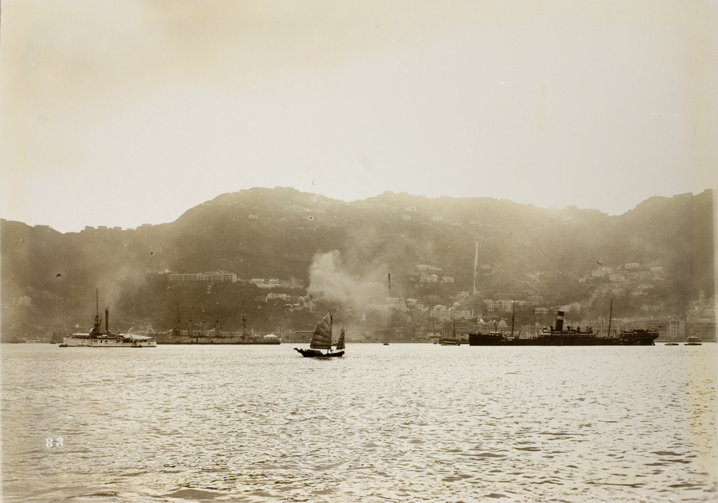 Steamers and junk in Victoria Harbour, Hong Kong