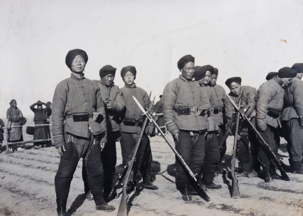 Turbaned soldiers who restored order during the Peking Mutiny, 1912