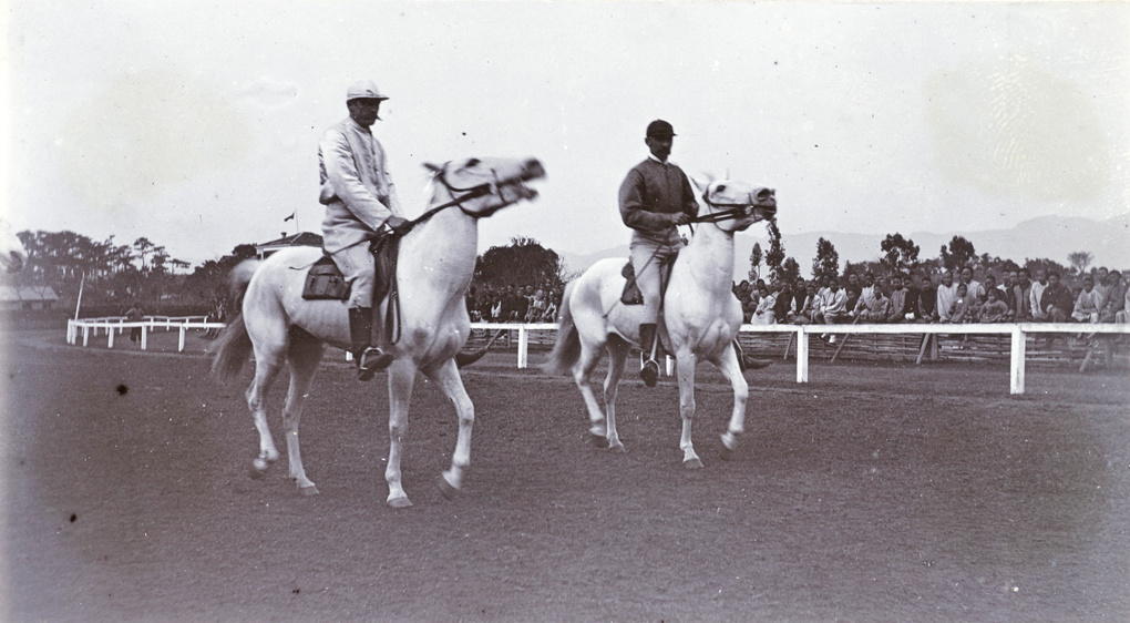 Racehorses and spectators at Foochow Racecourse, Fuzhou