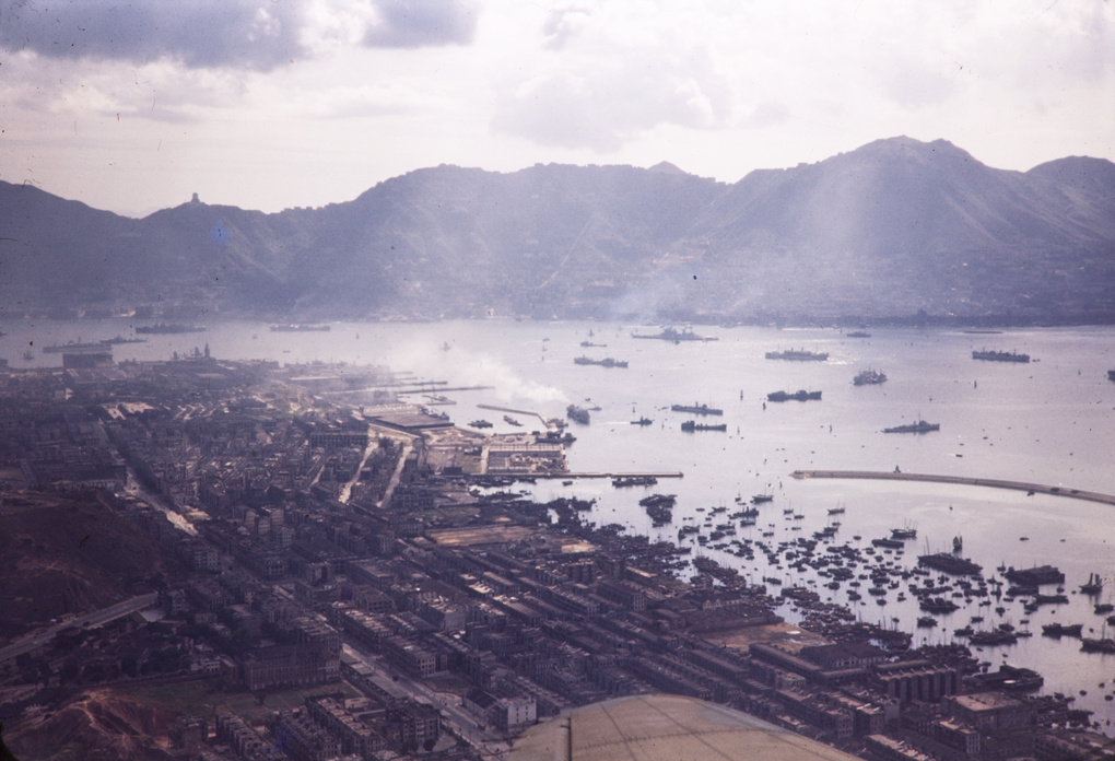 Kowloon Peninsula, Hong Kong, from the air, 1945