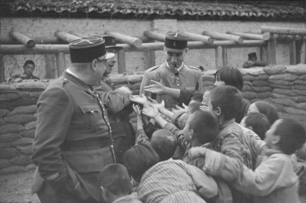 Children and French officers, Shanghai – cumshaw