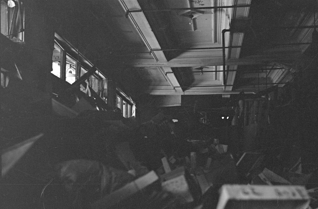 Inside bomb damaged Wing On, Nanking Road, Shanghai