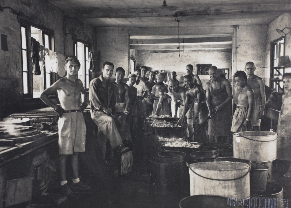 The kitchen and staff, Lunghua Civilian Assembly Centre, Shanghai