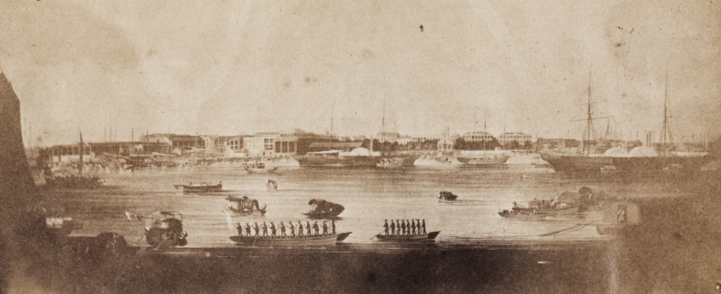 Artwork of factories, boats and paddle steamers, Guangzhou