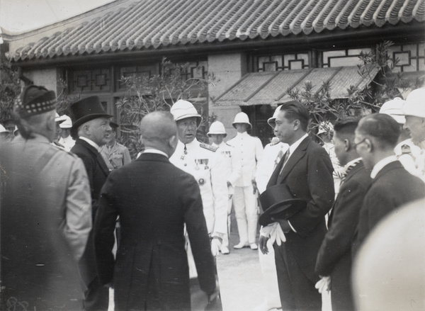Chinese representatives greeting Sir Reginald Johnson, Weihai, 1930