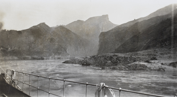 View of the Yangtze Gorges from the side of the ship. 