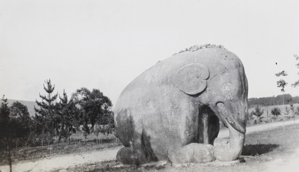 Stone elephant guarding the the road to Tombs of the Ming Emperors, Nanjing