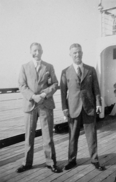 D.P Evans and L.C.E. Ayre on board a ship