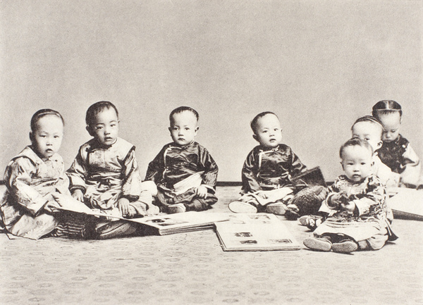 Seven boys in a photographer’s studio, Shanghai