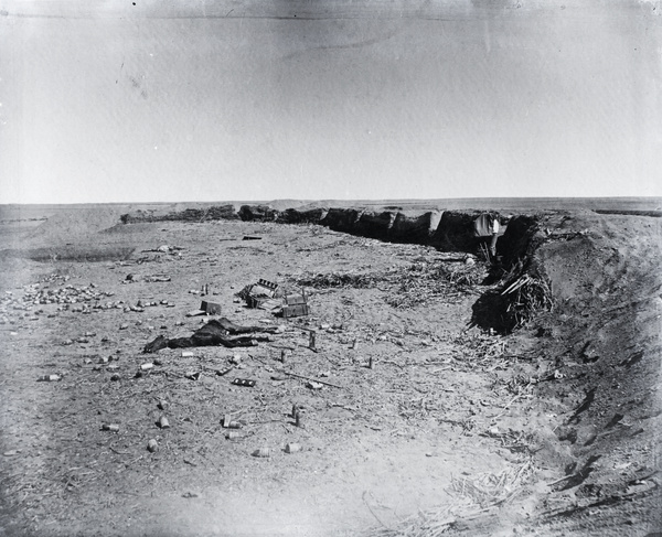 Photographing in military earthworks, after fighting