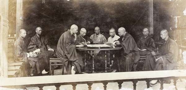 Buddhist monks playing Weiqi (the game of Go), Temple of the Five Hundred Gods (華林寺), Guangzhou