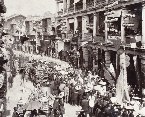 Queen Victoria's Golden Jubilee procession through the Queens Road, Hong Kong