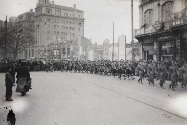 Shanghai Scottish Company, Shanghai Volunteer Corps route march, 1930
