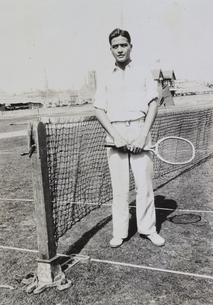 Mr C. Morgan, British Cigarette Company tennis team player, Shanghai