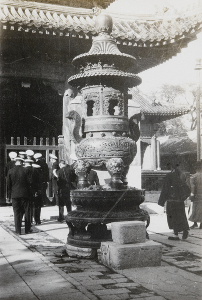 Royal Navy sailors and an incense burner, Yonghe Temple (雍和宮) ‘The Lama Temple’, Beijing