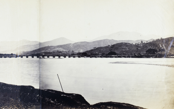 Panorama of the Bridge of Ten Thousand Ages, Fuzhou, looking up the Min River (part 2)