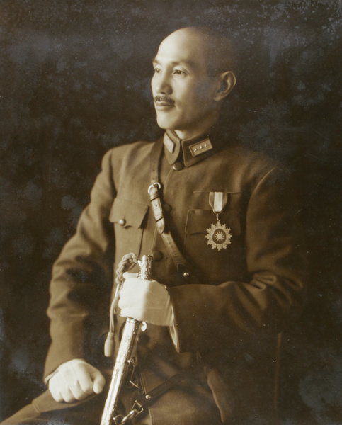 A studio portrait of Chiang Kai-shek in military uniform, early 1930s