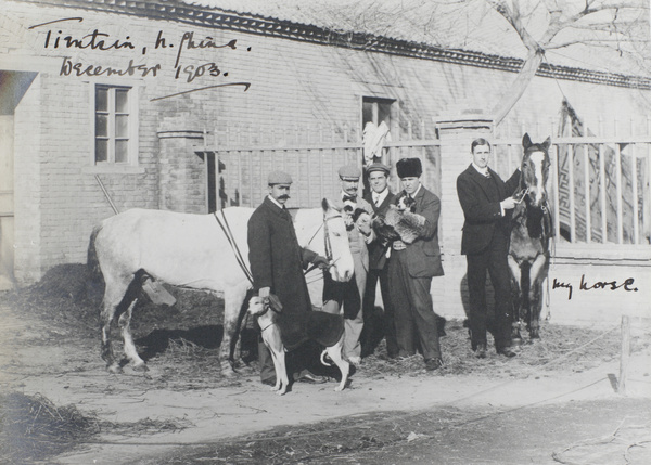 Hedgeland, colleagues and animals, in Tientsin