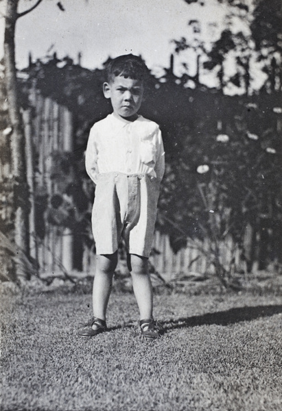 Boy in the garden of 35 Tongshan Road, Hongkou, Shanghai