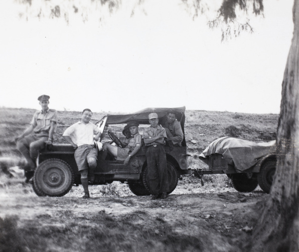 SOE and Military Intelligence, with jeep, on way to Sian, 1945