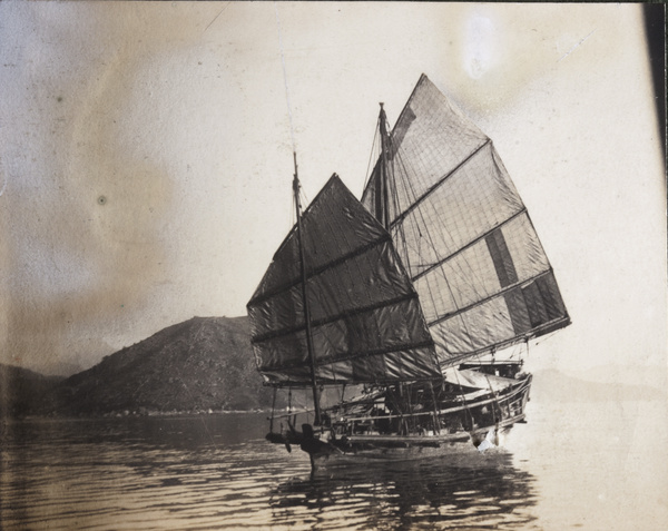 A junk in full sail, Hong Kong
