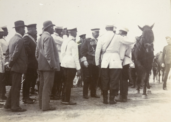Count von Waldersee congratulating the Russian Cossacks who rode with James Watts to Tanggu, Tianjin, 1900